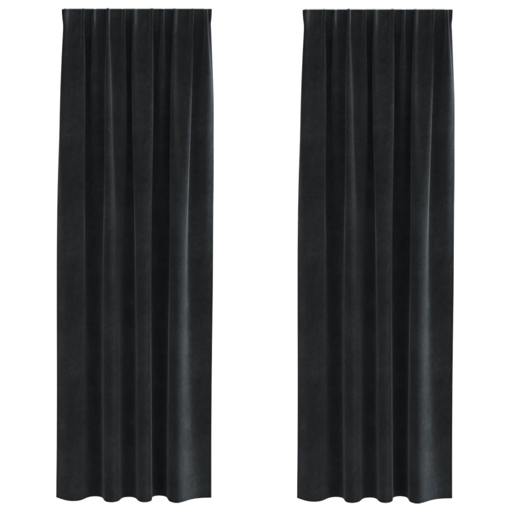 Produktbild för Mörkläggningsgardiner 2 pcs Svart 140 x 260 cm Sammet