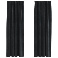Produktbild för Mörkläggningsgardiner 2 pcs Svart 140 x 260 cm Sammet