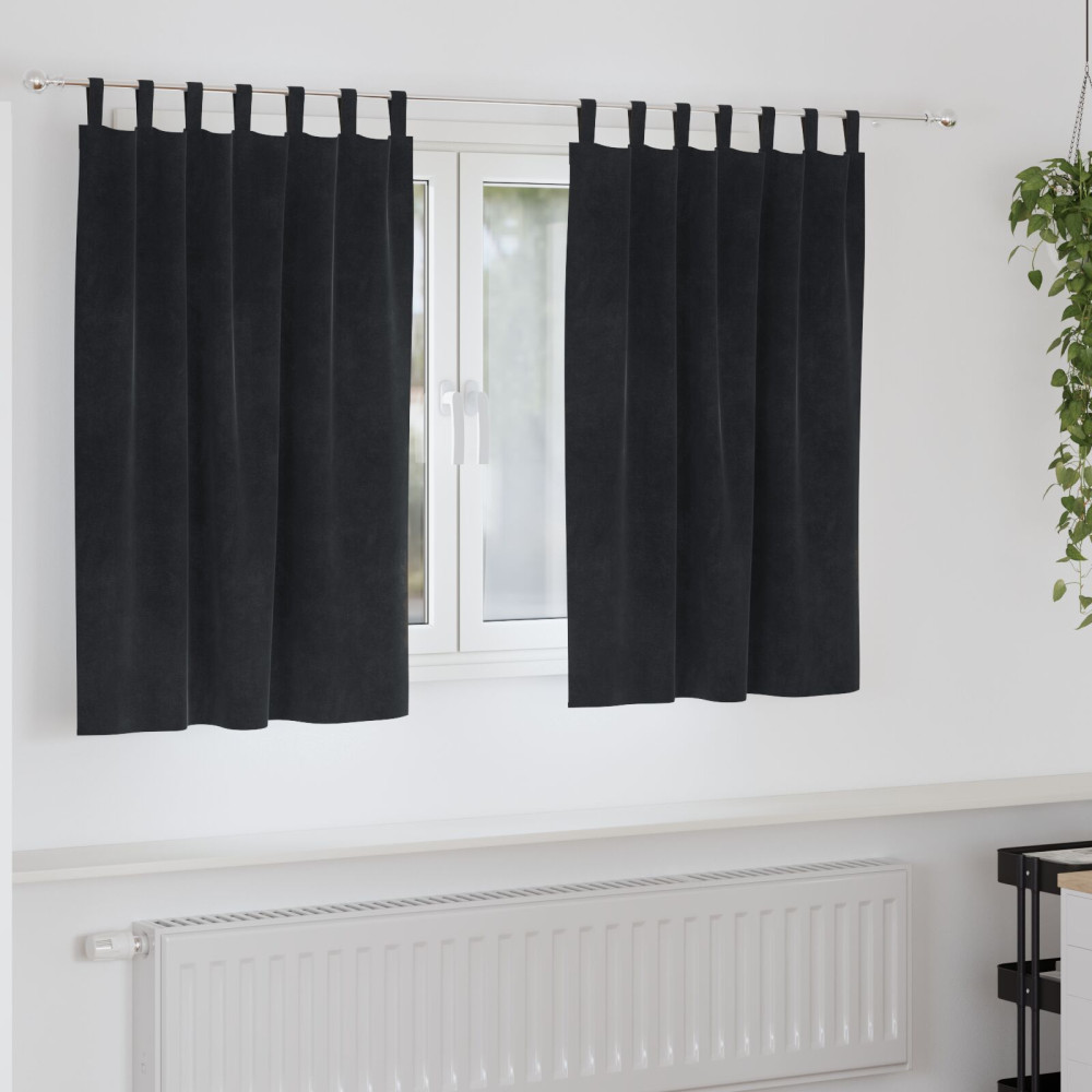 Produktbild för Mörkläggningsgardiner 2 pcs Svart 140 x 140 cm Sammet
