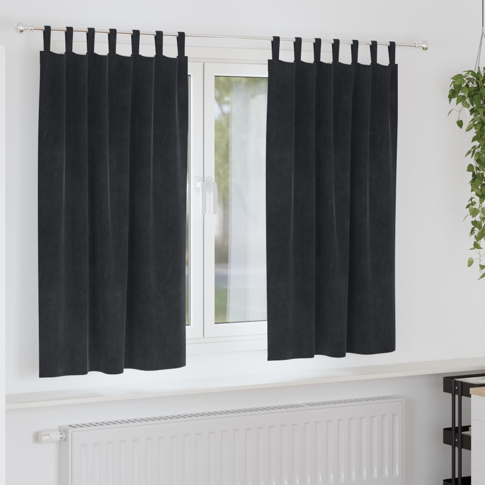 Produktbild för Mörkläggningsgardiner 2 pcs Svart 140 x 175 cm Sammet
