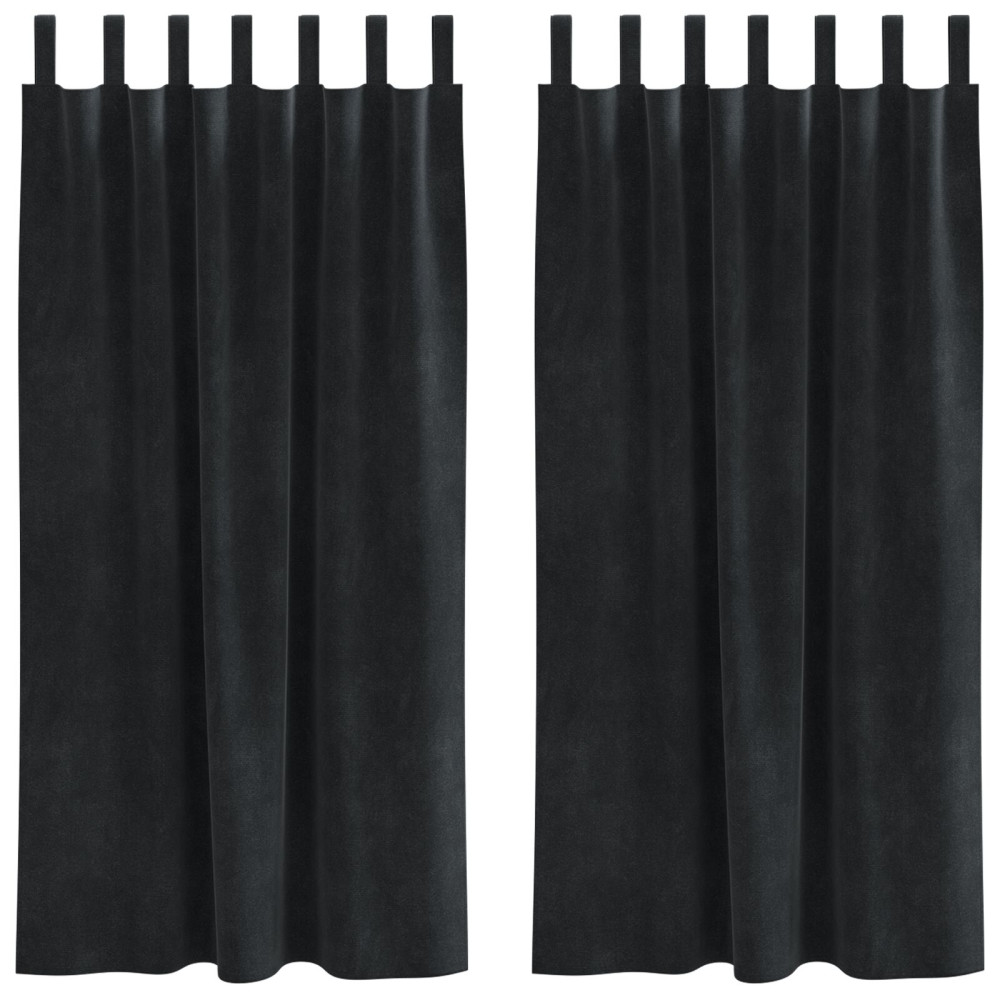 Produktbild för Mörkläggningsgardiner 2 pcs Svart 140 x 175 cm Sammet