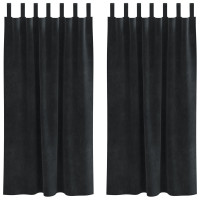 Produktbild för Mörkläggningsgardiner 2 pcs Svart 140 x 175 cm Sammet