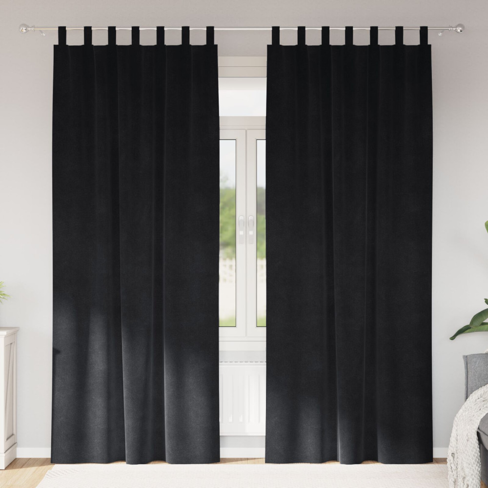 Produktbild för Mörkläggningsgardiner 2 pcs Svart 140 x 260 cm Sammet