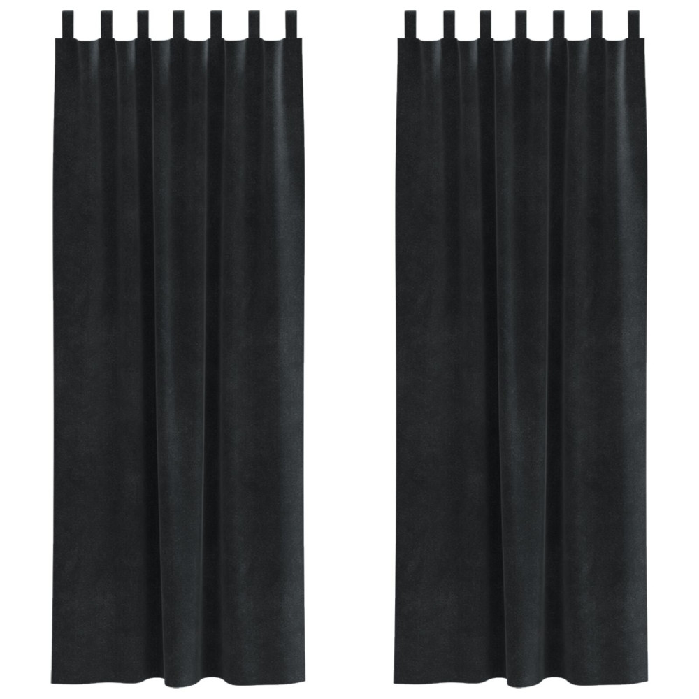 Produktbild för Mörkläggningsgardiner 2 pcs Svart 140 x 260 cm Sammet