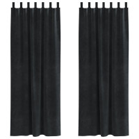 Produktbild för Mörkläggningsgardiner 2 pcs Svart 140 x 260 cm Sammet