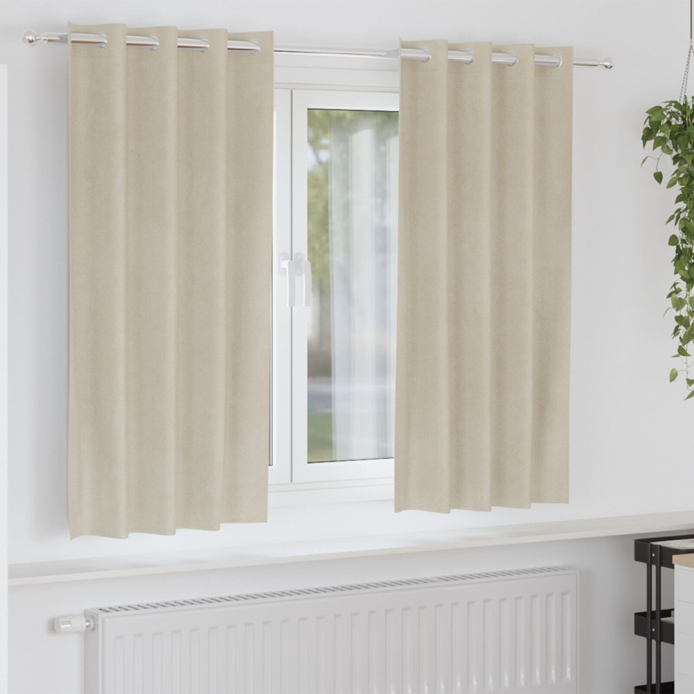 Produktbild för Mörkläggningsgardiner 2 pcs Kräm 140 x 175 cm Sammet