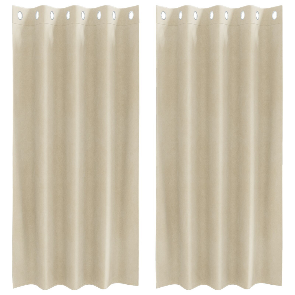 Produktbild för Mörkläggningsgardiner 2 pcs Kräm 140 x 175 cm Sammet