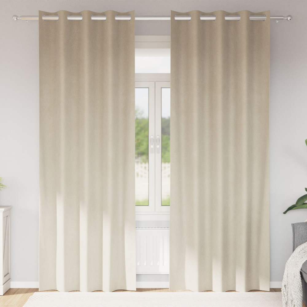 Produktbild för Mörkläggningsgardiner 2 pcs Kräm 140 x 245 cm Sammet