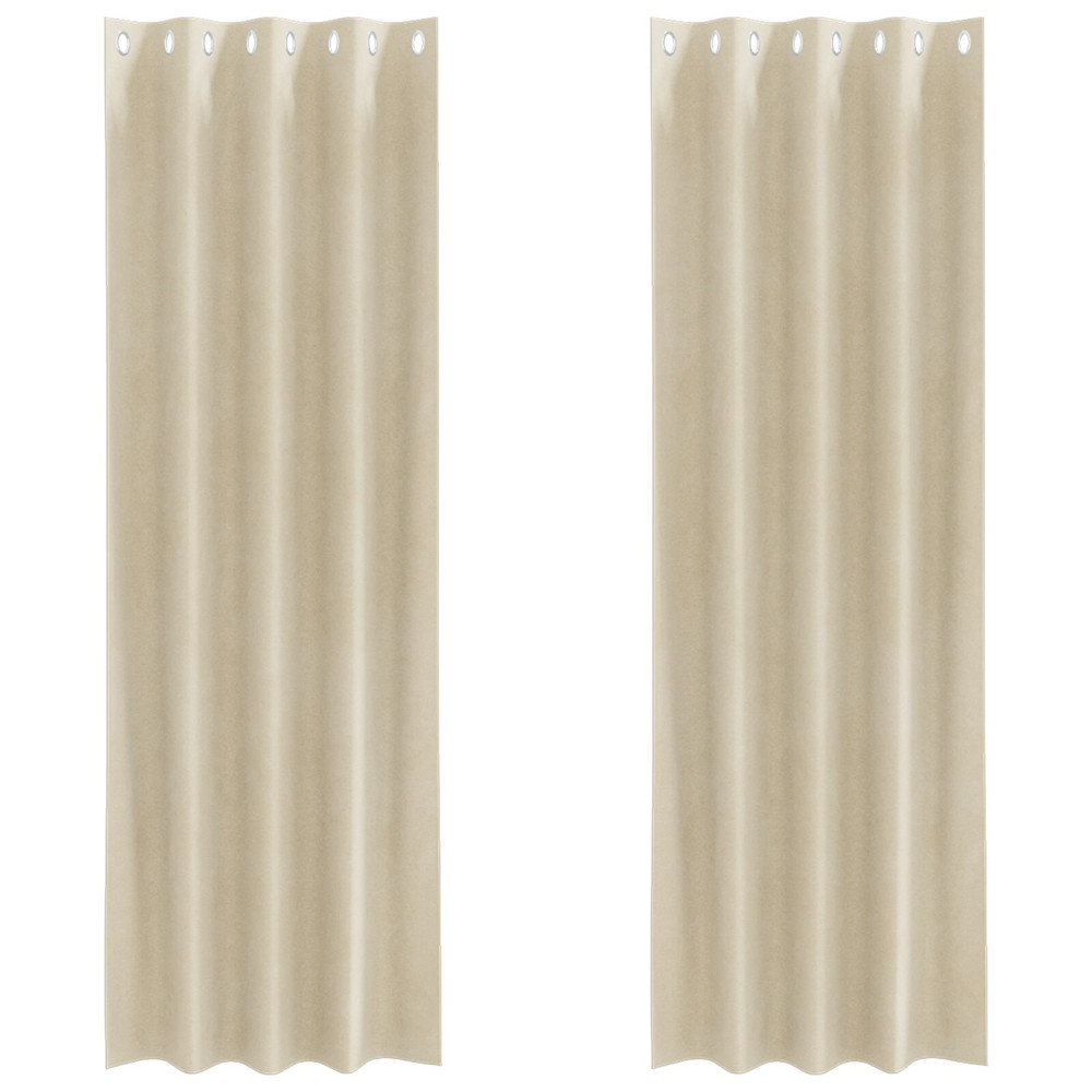 Produktbild för Mörkläggningsgardiner 2 pcs Kräm 140 x 245 cm Sammet