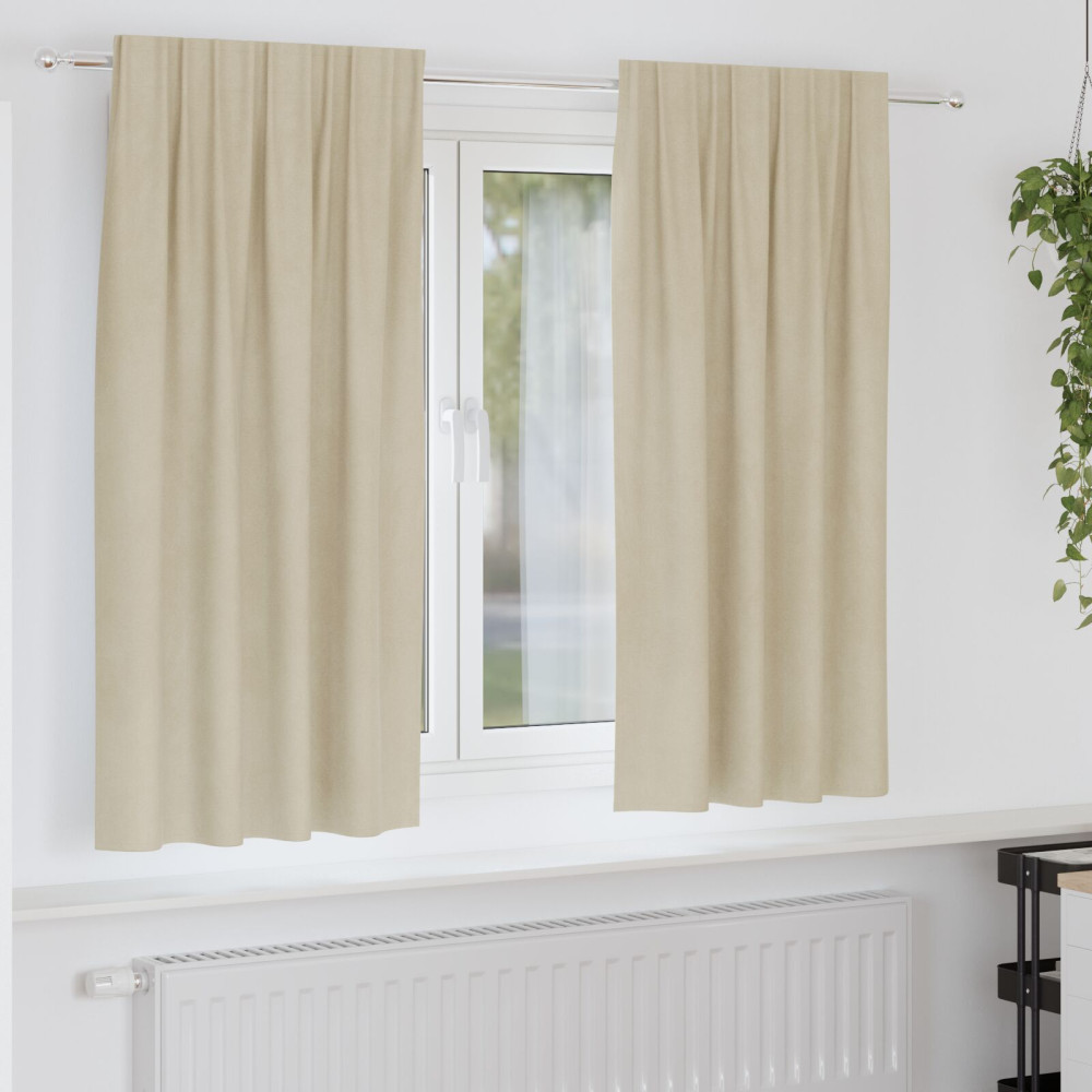 Produktbild för Mörkläggningsgardiner 2 pcs Kräm 140 x 175 cm Sammet