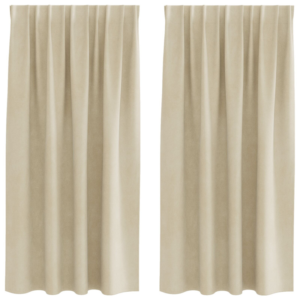 Produktbild för Mörkläggningsgardiner 2 pcs Kräm 140 x 175 cm Sammet
