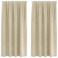 Produktbild för Mörkläggningsgardiner 2 pcs Kräm 140 x 175 cm Sammet