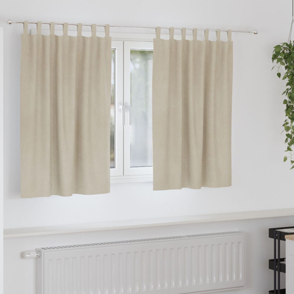 Produktbild för Mörkläggningsgardiner 2 pcs Kräm 140 x 140 cm Sammet
