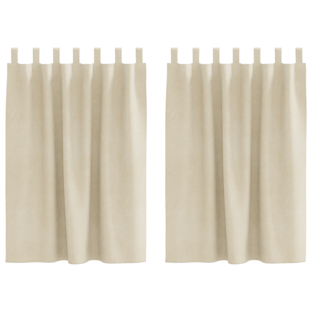 Produktbild för Mörkläggningsgardiner 2 pcs Kräm 140 x 140 cm Sammet