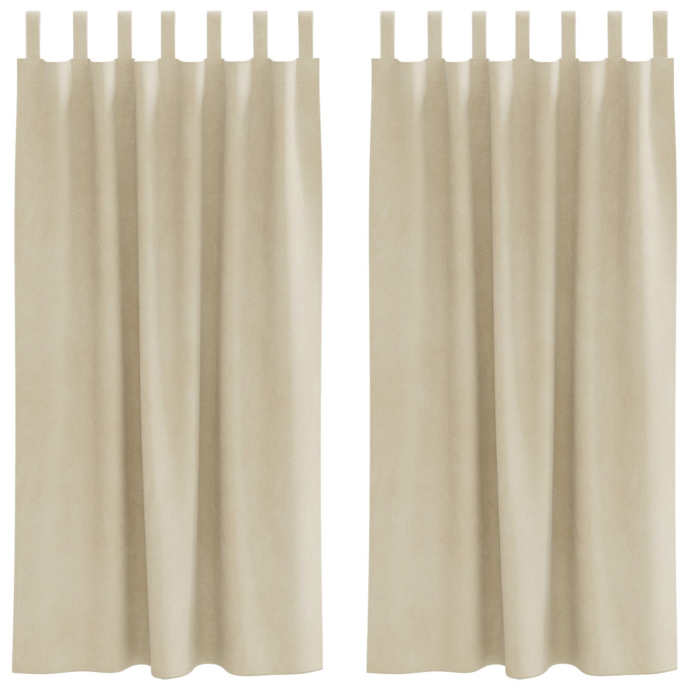 Produktbild för Mörkläggningsgardiner 2 pcs Kräm 140 x 175 cm Sammet