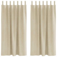 Produktbild för Mörkläggningsgardiner 2 pcs Kräm 140 x 175 cm Sammet