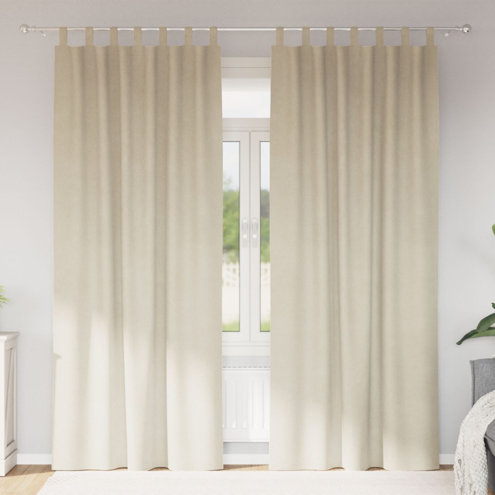 Produktbild för Mörkläggningsgardiner 2 pcs Kräm 140 x 260 cm Sammet