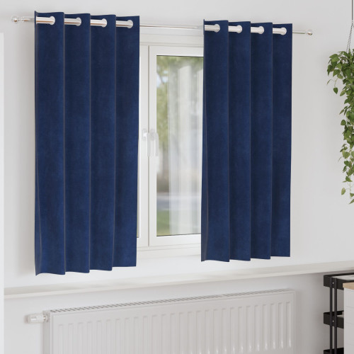vidaXL Mörkläggningsgardiner 2 pcs Mörkblå 140 x 175 cm Sammet