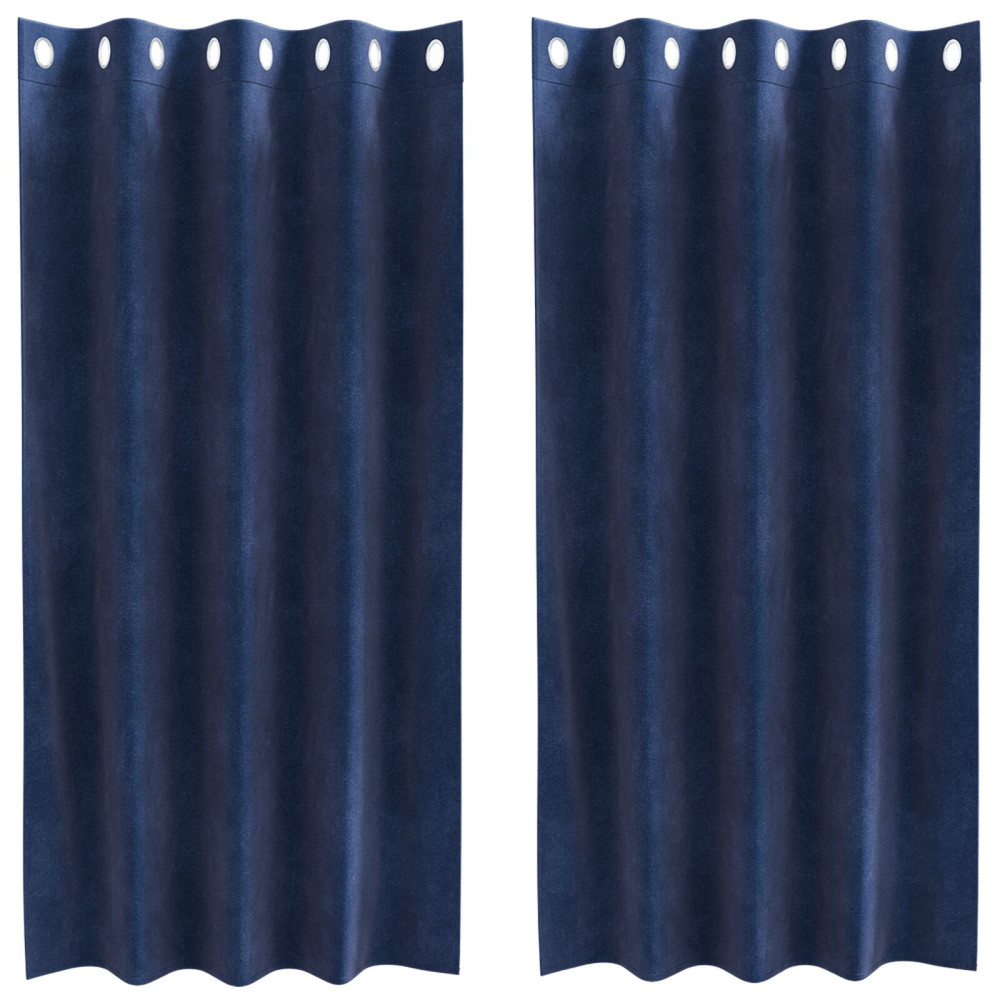 Produktbild för Mörkläggningsgardiner 2 pcs Mörkblå 140 x 175 cm Sammet