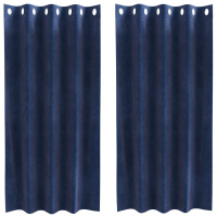 Produktbild för Mörkläggningsgardiner 2 pcs Mörkblå 140 x 175 cm Sammet
