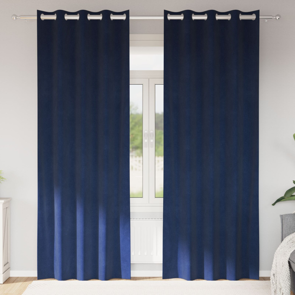 Produktbild för Mörkläggningsgardiner 2 pcs Mörkblå 140 x 225 cm Sammet