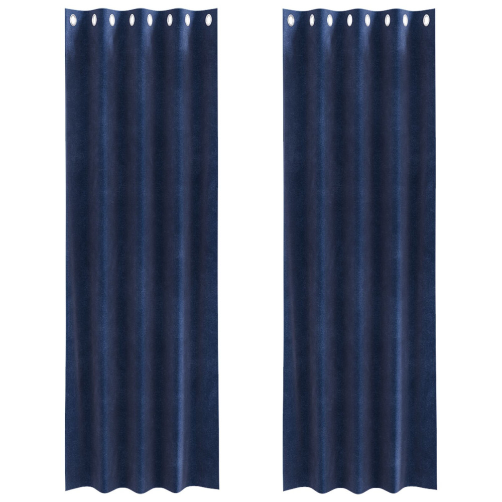 Produktbild för Mörkläggningsgardiner 2 pcs Mörkblå 140 x 245 cm Sammet