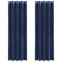 Produktbild för Mörkläggningsgardiner 2 pcs Mörkblå 140 x 245 cm Sammet