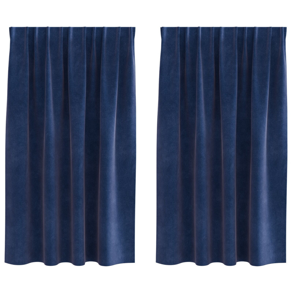Produktbild för Mörkläggningsgardiner 2 pcs Mörkblå 140 x 175 cm Sammet