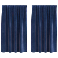 Produktbild för Mörkläggningsgardiner 2 pcs Mörkblå 140 x 175 cm Sammet