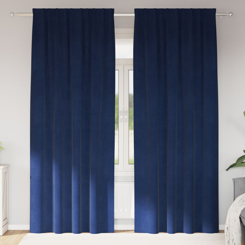 Produktbild för Mörkläggningsgardiner 2 pcs Mörkblå 140 x 245 cm Sammet