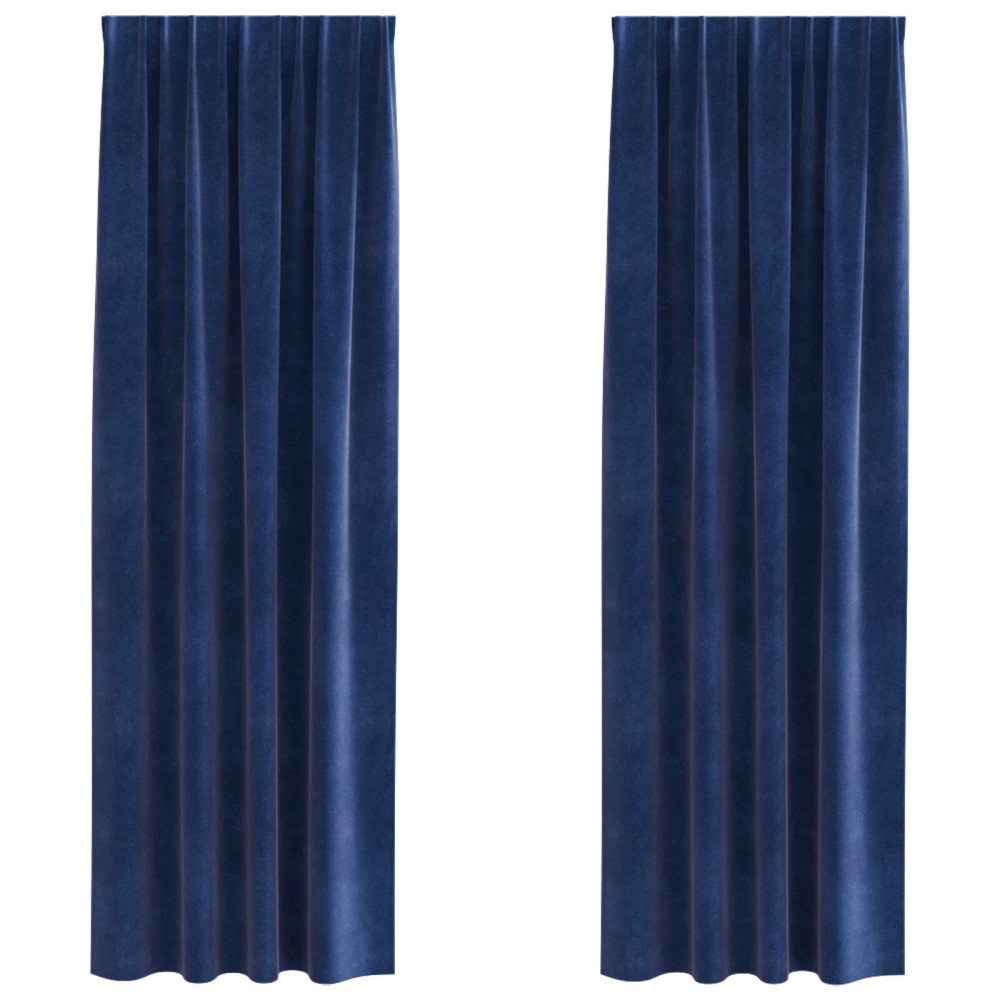 Produktbild för Mörkläggningsgardiner 2 pcs Mörkblå 140 x 260 cm Sammet