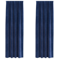 Produktbild för Mörkläggningsgardiner 2 pcs Mörkblå 140 x 260 cm Sammet