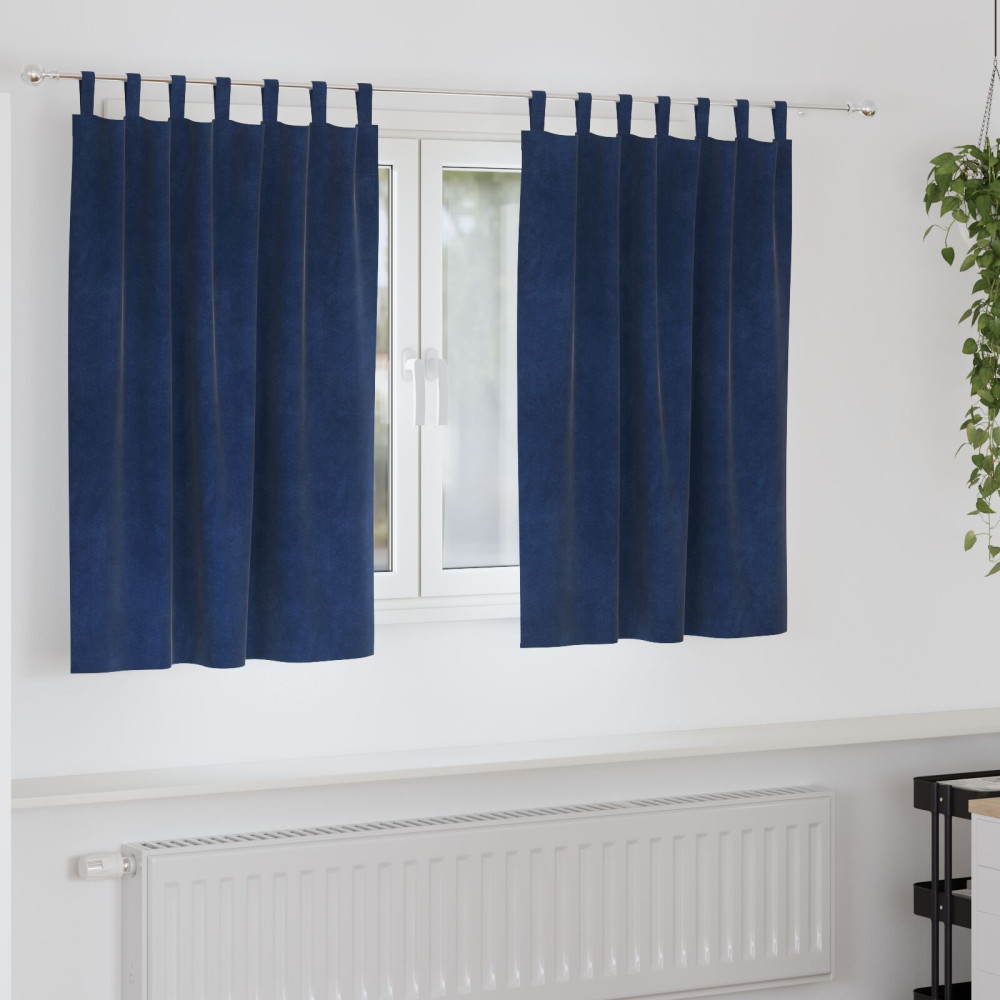 Produktbild för Mörkläggningsgardiner 2 pcs Mörkblå 140 x 140 cm Sammet