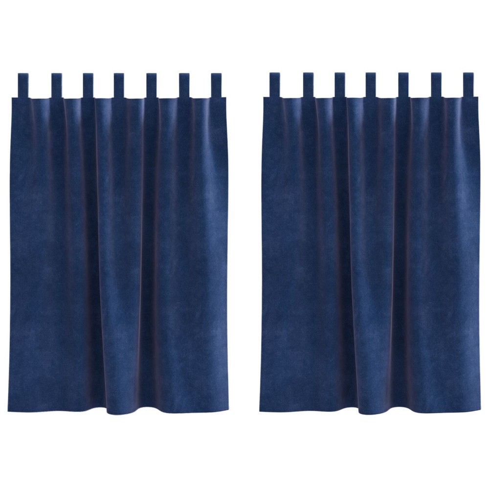 Produktbild för Mörkläggningsgardiner 2 pcs Mörkblå 140 x 140 cm Sammet