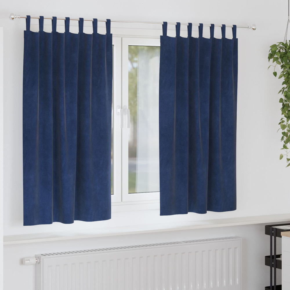 Produktbild för Mörkläggningsgardiner 2 pcs Mörkblå 140 x 175 cm Sammet