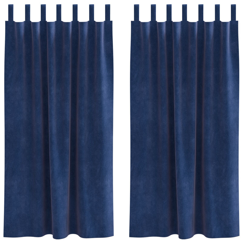 Produktbild för Mörkläggningsgardiner 2 pcs Mörkblå 140 x 175 cm Sammet