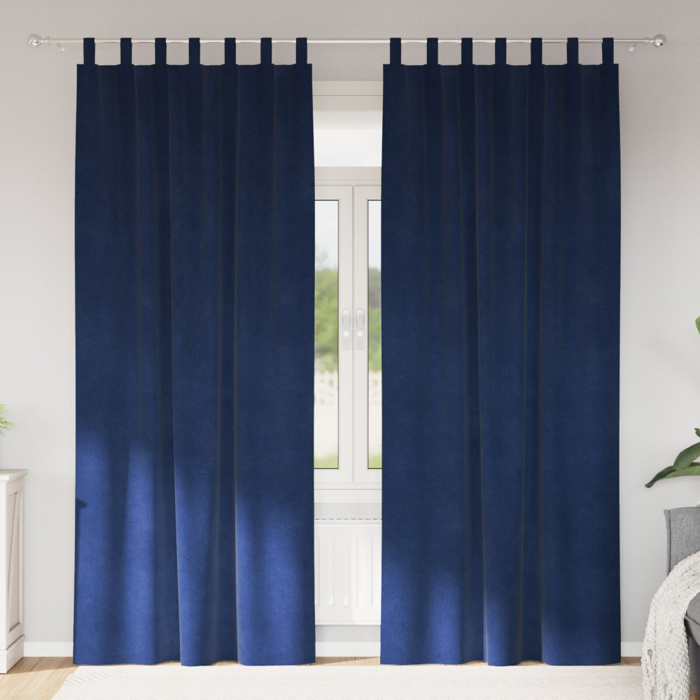 Produktbild för Mörkläggningsgardiner 2 pcs Mörkblå 140 x 225 cm Sammet