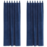 Produktbild för Mörkläggningsgardiner 2 pcs Mörkblå 140 x 225 cm Sammet