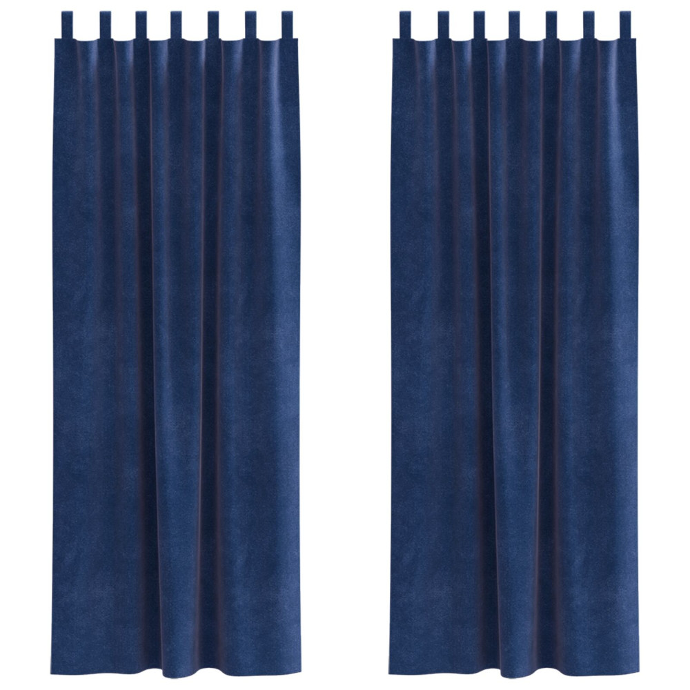 Produktbild för Mörkläggningsgardiner 2 pcs Mörkblå 140 x 260 cm Sammet