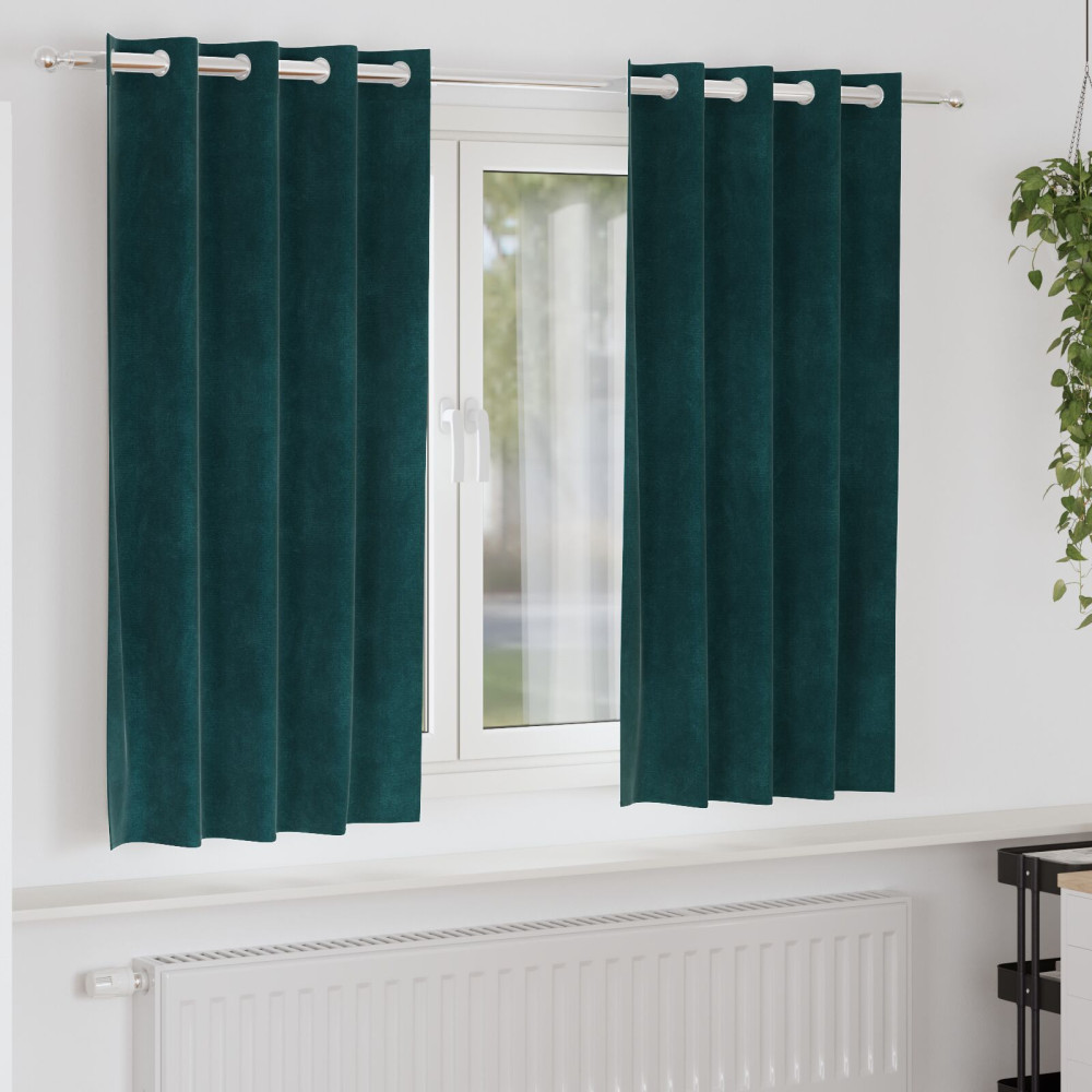 Produktbild för Mörkläggningsgardiner 2 pcs Mörkgrön 140 x 175 cm Sammet