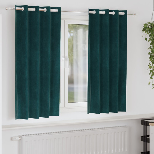 vidaXL Mörkläggningsgardiner 2 pcs Mörkgrön 140 x 175 cm Sammet