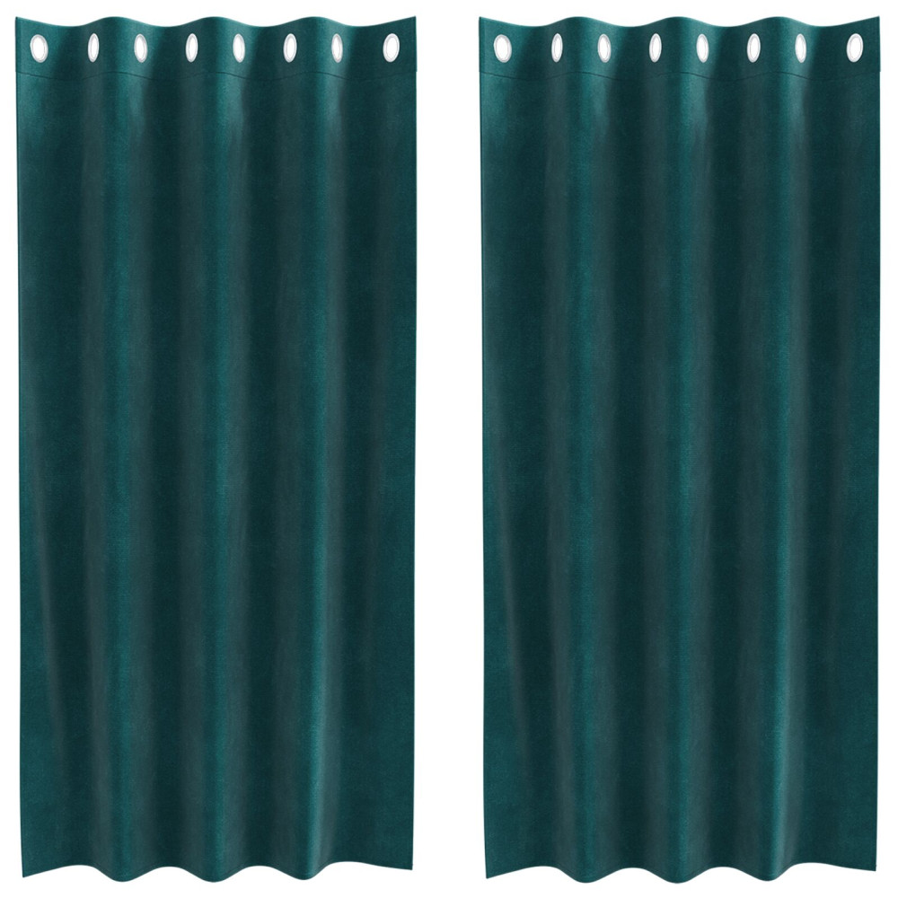 Produktbild för Mörkläggningsgardiner 2 pcs Mörkgrön 140 x 175 cm Sammet