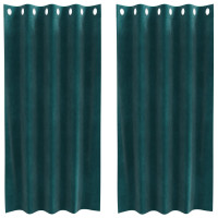 Produktbild för Mörkläggningsgardiner 2 pcs Mörkgrön 140 x 175 cm Sammet