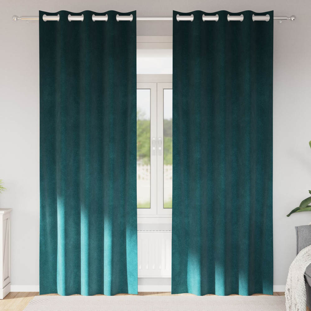 Produktbild för Mörkläggningsgardiner 2 pcs Mörkgrön 140 x 245 cm Sammet