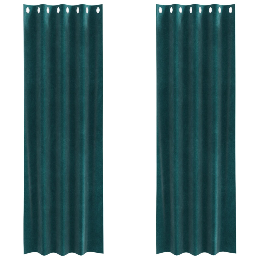 Produktbild för Mörkläggningsgardiner 2 pcs Mörkgrön 140 x 245 cm Sammet