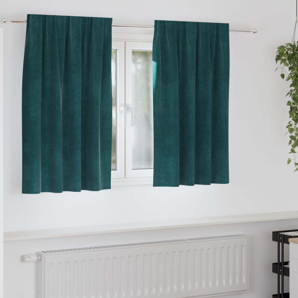 Produktbild för Mörkläggningsgardiner 2 pcs Mörkgrön 140 x 140 cm Sammet