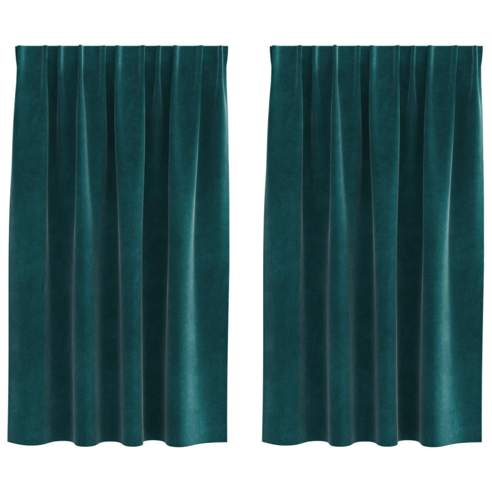 Produktbild för Mörkläggningsgardiner 2 pcs Mörkgrön 140 x 140 cm Sammet