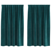 Produktbild för Mörkläggningsgardiner 2 pcs Mörkgrön 140 x 140 cm Sammet