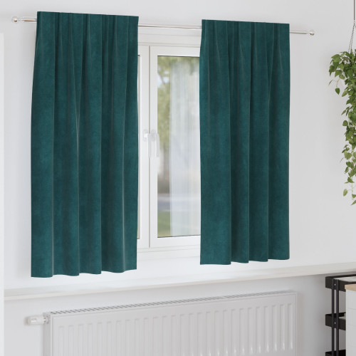 vidaXL Mörkläggningsgardiner 2 pcs Mörkgrön 140 x 175 cm Sammet