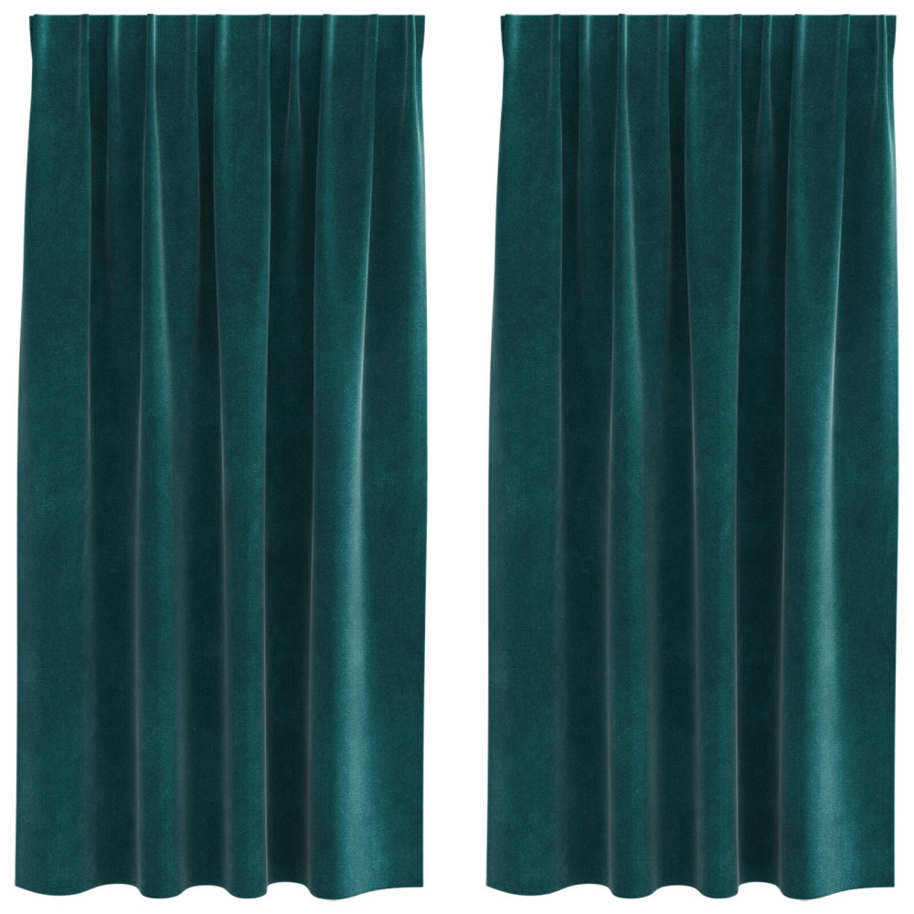 Produktbild för Mörkläggningsgardiner 2 pcs Mörkgrön 140 x 175 cm Sammet